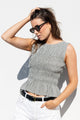 Impulsive Khaki Mini Gingham Shirred Sleeveless Top