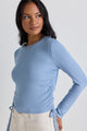 Inclined Duck Egg Rib Rouched Side LS Tee