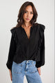 Integrity Black Sheer Frill Detail Long Sleeve Top