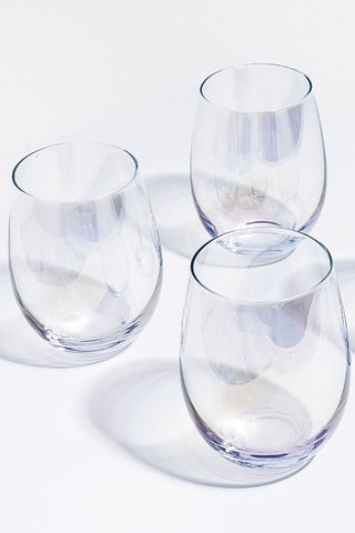 Iridescent Stemless Wine Glass Set 4 HW Drinkware - Tumbler, Wine Glass, Carafe, Jug Home Lab   