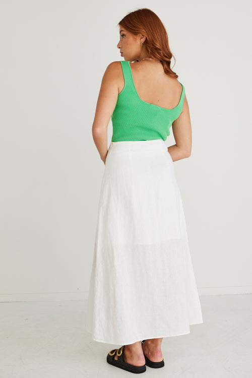 Mercy White Linen Button Front Aline Skirt WW Skirt Among the Brave   