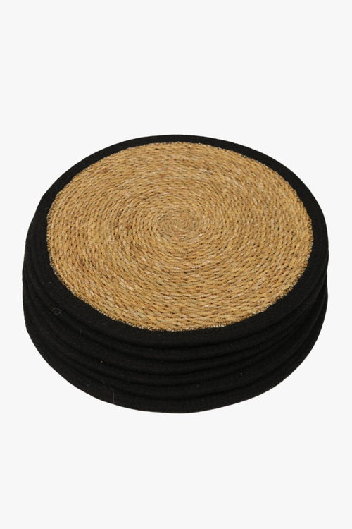 Jute Seagrass Natural Black Placemat HW Kitchen - Tableware, Serveware, Placemats Le Forge   