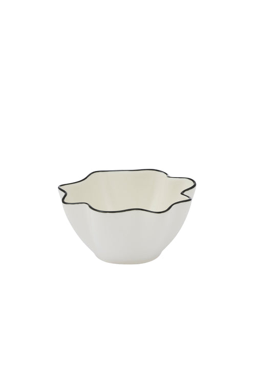 black and white wavy ceramic bowl