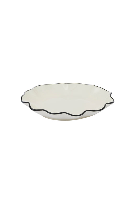 ceramic wavy plate with black trim