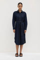 Kiera Deep Indigo Recycled Denim LS Midi Shirt Dress