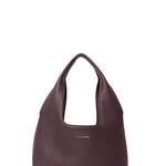 Brown handbag with 'SAGAN' branding on a white background