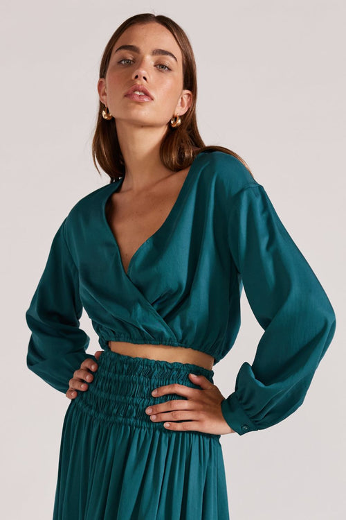 Leila Emerald LS Cropped Top WW Top Staple The Label   