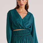 Leila Emerald LS Cropped Top WW Top Staple The Label   