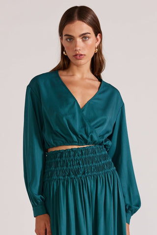 Leila Emerald LS Cropped Top WW Top Staple The Label   