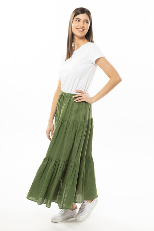 Curious Khaki Linen Maxi Skirt WW Skirt Liela + Luca   