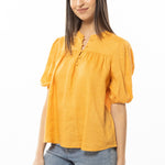 Wilderness Apricot Linen Viscose SS Blouse WW Top Leila + Luca   