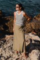 Lagos Soft Khaki Floaty Bias Cut Maxi Skirt