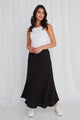 Lagos Black Linen Floaty Bias Cut Maxi Skirt
