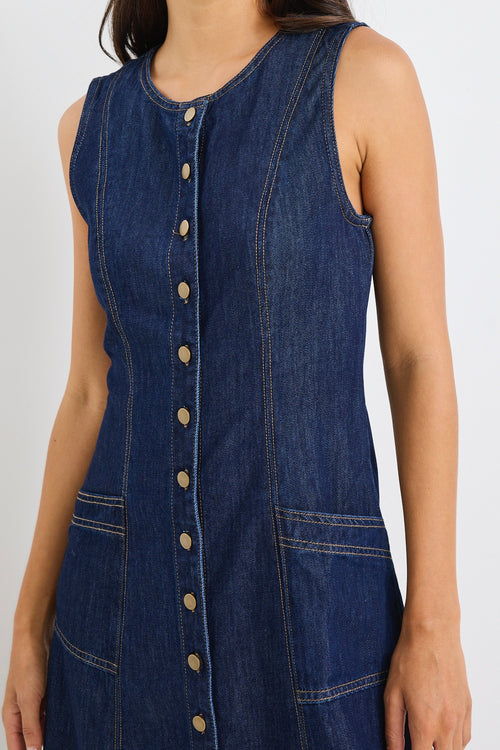neuw denim dress Shop Laneway Indigo Denim Midi Vest Dress