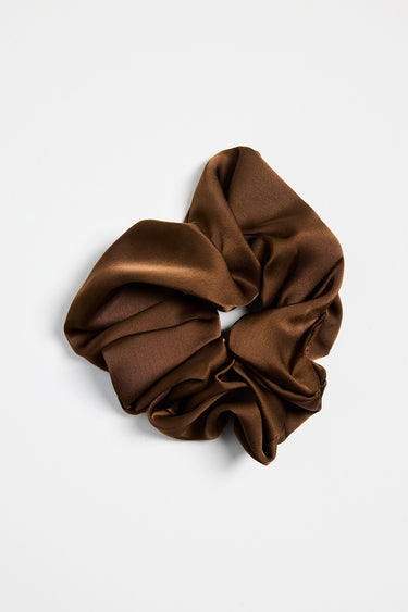 brown satin scrunchie