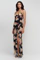 Leia Black Vintage Rose Strappy Maxi Dress