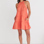 Levitate Watermelon High Neck Tiered Mini Dress WW Dress By Rosa.   