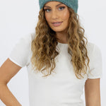 model wears Green Wool Beanie