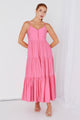 Lilibet Coral Strappy Button Front Maxi Dress