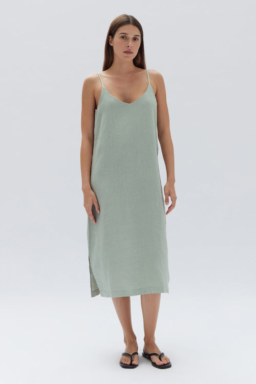 Linen Nettle Midi Slip Dress WW Dress Assembly Label   