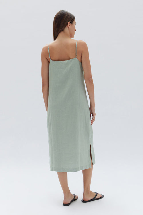 Linen Nettle Midi Slip Dress WW Dress Assembly Label   