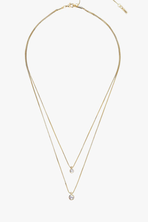Lucia Pi Gold Double Necklace with Crystal ACC Jewellery Pilgrim   