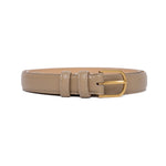 Luna Taupe Leather Matte Gold Buckle Belt