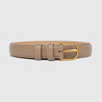Luna Taupe Leather Matte Gold Buckle Belt