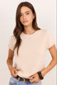Lunar Stone Crewneck Rib Cuff Detail Tee