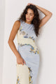 Lucia Blue Floral Sleeveless Mesh Maxi Dress