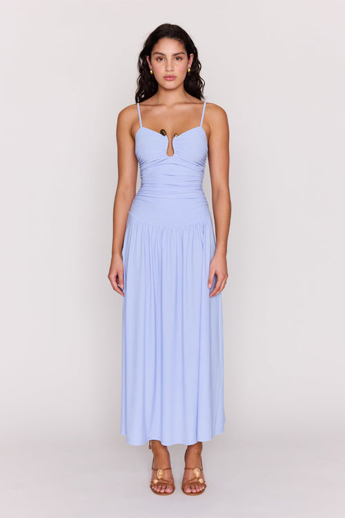 Shop Bianca Powder Blue Drop Waist Silver Hardware Strappy Maxi Dress Shop Bianca Powder Blue Drop Waist Silver Hardware Strappy Maxi Dress