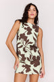 Esme Chocolate Mint Floral Low Back Sleeveless Mini Dress