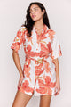 Isla Peach Floral SS Mini Shirt Dress