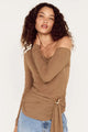 Noa Coffee Assym Mesh LS Top