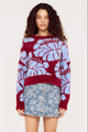 Amara Wine Blue Floral Intarsia Knit