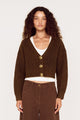 Cyra Chocolate Gold Feature Button Crop Cardi