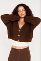 Cyra Chocolate Gold Feature Button Crop Cardi