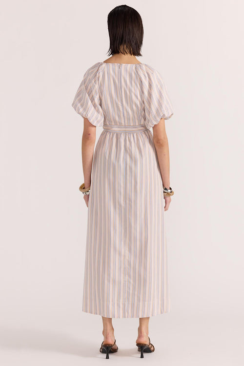 Shop Mallory Beige Stripe Twist Front Dress | Flo & Frankie Shop Mallory Beige Stripe Twist Front Dress | Flo & Frankie