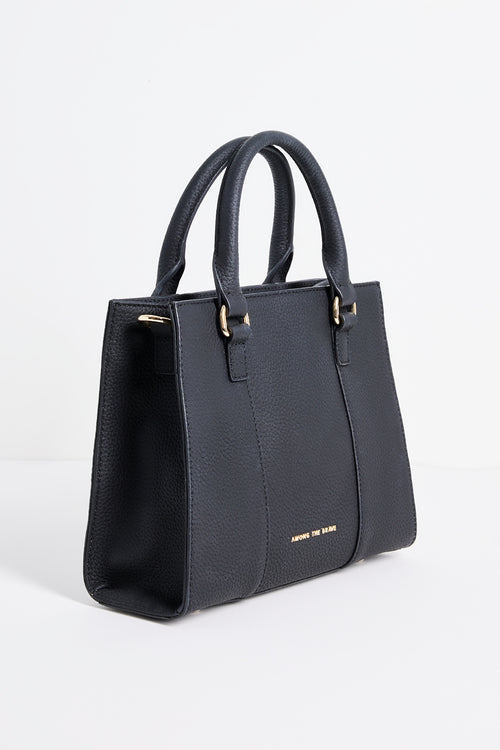 Manhattan Black Leather Mini Tote Bag