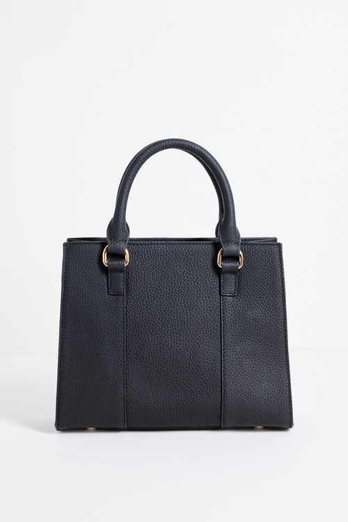 Manhattan Black Leather Mini Tote Bag