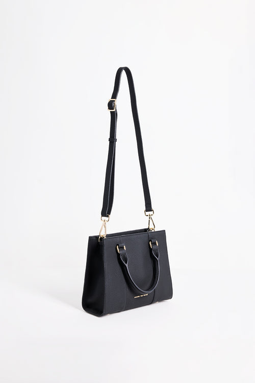 Manhattan Black Leather Mini Tote Bag