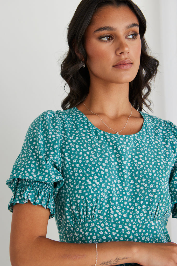 Shop Green Ditsy Cotton Midi Dress Online | Flo & Frankie