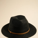 black woven hat