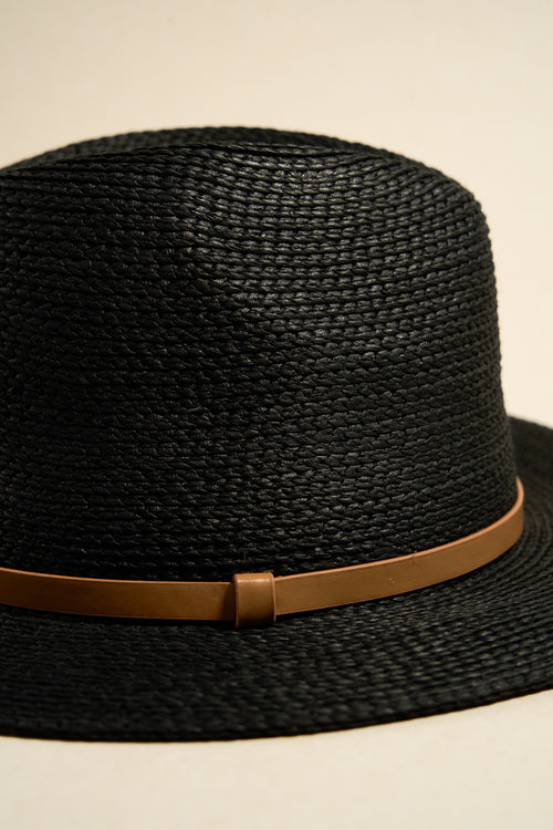 black woven hat