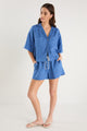 Drift Cornflower Blue Linen Pull On Shorts