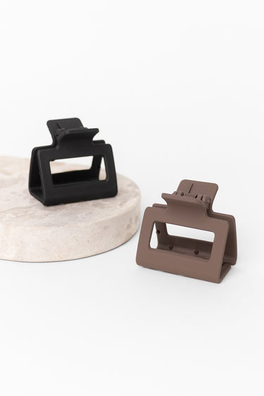 Medium Brown Black 2 pc Matte Clip Set