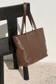 Milan Chocolate Zip Leather Tote Bag