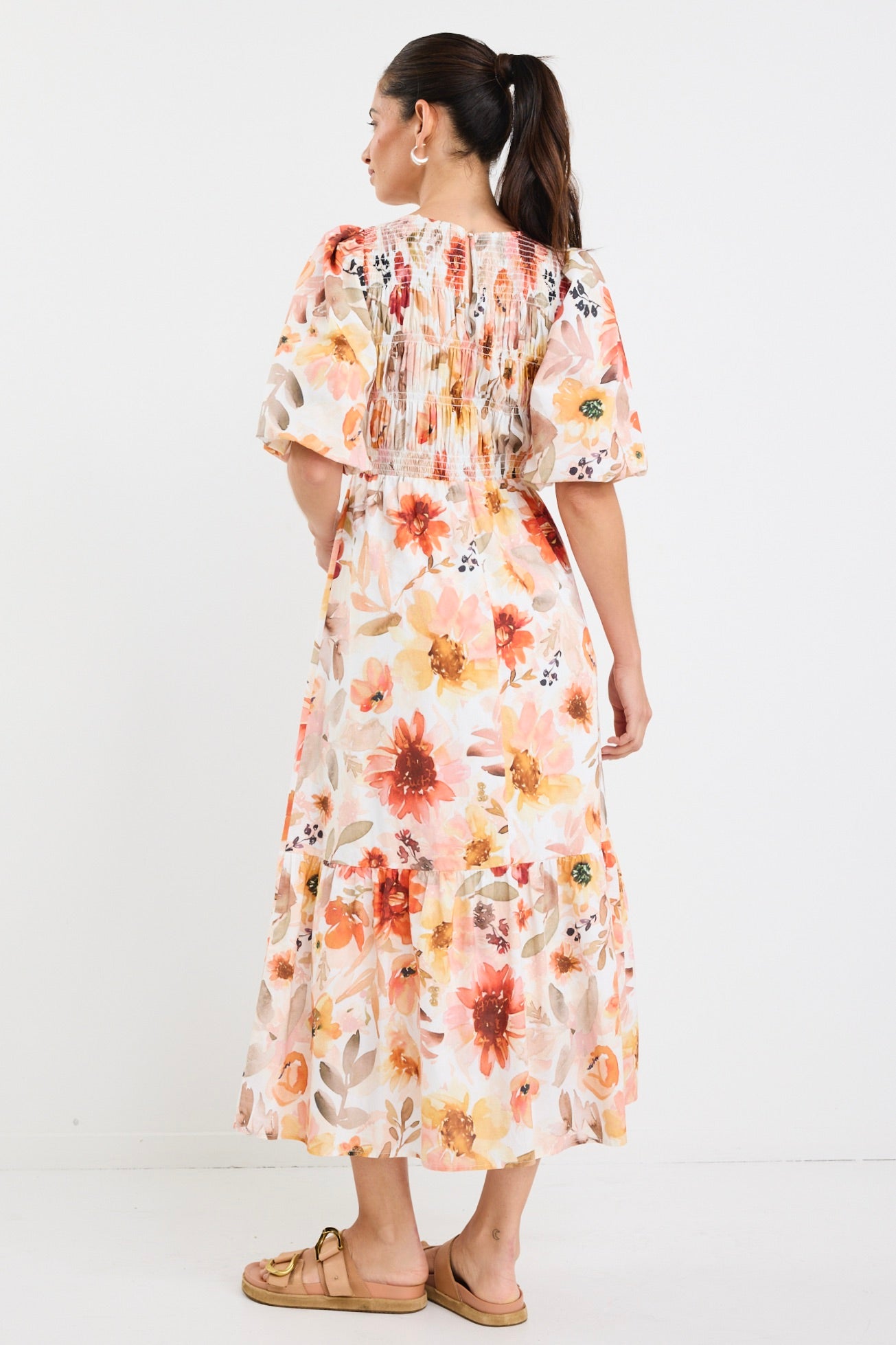 Shop Milano Sunrise Meadow Short Sleeve Tiered Maxi Dress