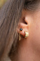 Miles Gold Dropper Chain EOL Earrings with Black Garnet