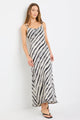 Mimosa Charcoal Irregular Stripe Cowl Neck Bias Slip Dress